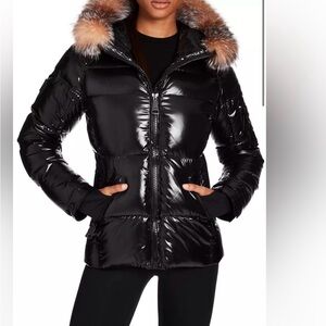 Sam. Coat Jet Black Fur Trim